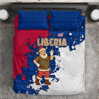 Liberia Christmas Bedding Set with Santa Claus Map Graphic and Red Blue Festive - Wonder Print Shop