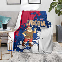 Liberia Christmas Blanket with Santa Claus Map Graphic and Red Blue Festive - Wonder Print Shop