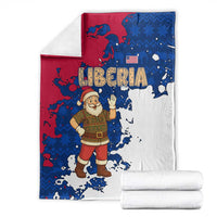 Liberia Christmas Blanket with Santa Claus Map Graphic and Red Blue Festive - Wonder Print Shop