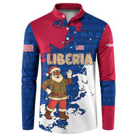 Liberia Christmas Button Sweatshirt with Santa Claus Map Graphic and Red Blue Festive - Wonder Print Shop