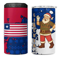 Liberia Christmas 4 in 1 Can Cooler Tumbler with Santa Claus Map Graphic and Red Blue Festive - Wonder Print Shop