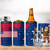 Liberia Christmas 4 in 1 Can Cooler Tumbler with Santa Claus Map Graphic and Red Blue Festive - Wonder Print Shop
