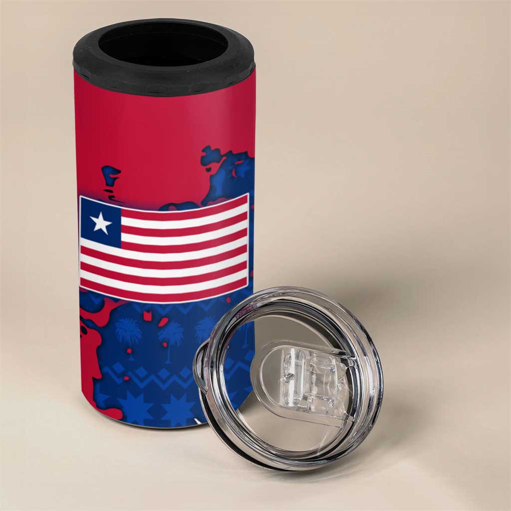 Liberia Christmas 4 in 1 Can Cooler Tumbler with Santa Claus Map Graphic and Red Blue Festive - Wonder Print Shop
