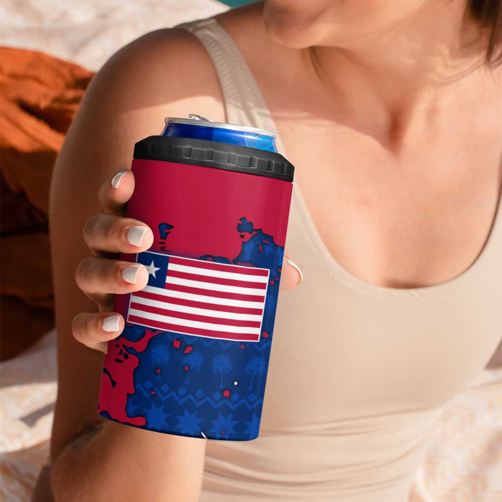Liberia Christmas 4 in 1 Can Cooler Tumbler with Santa Claus Map Graphic and Red Blue Festive - Wonder Print Shop