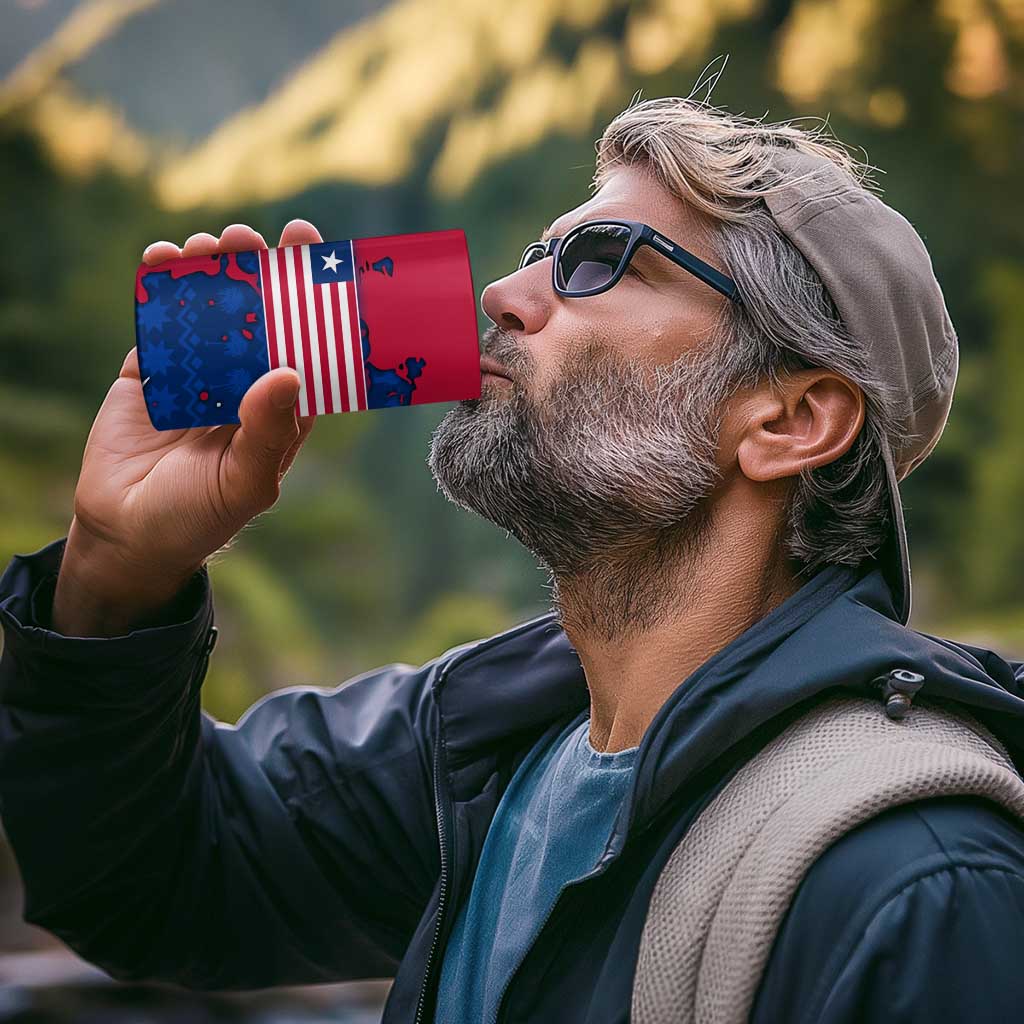Liberia Christmas 4 in 1 Can Cooler Tumbler with Santa Claus Map Graphic and Red Blue Festive - Wonder Print Shop