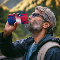 Liberia Christmas 4 in 1 Can Cooler Tumbler with Santa Claus Map Graphic and Red Blue Festive - Wonder Print Shop