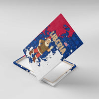 Liberia Christmas Canvas Wall Art with Santa Claus Map Graphic and Red Blue Festive - Wonder Print Shop