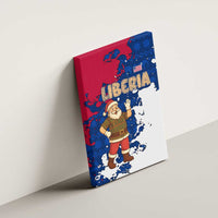 Liberia Christmas Canvas Wall Art with Santa Claus Map Graphic and Red Blue Festive - Wonder Print Shop