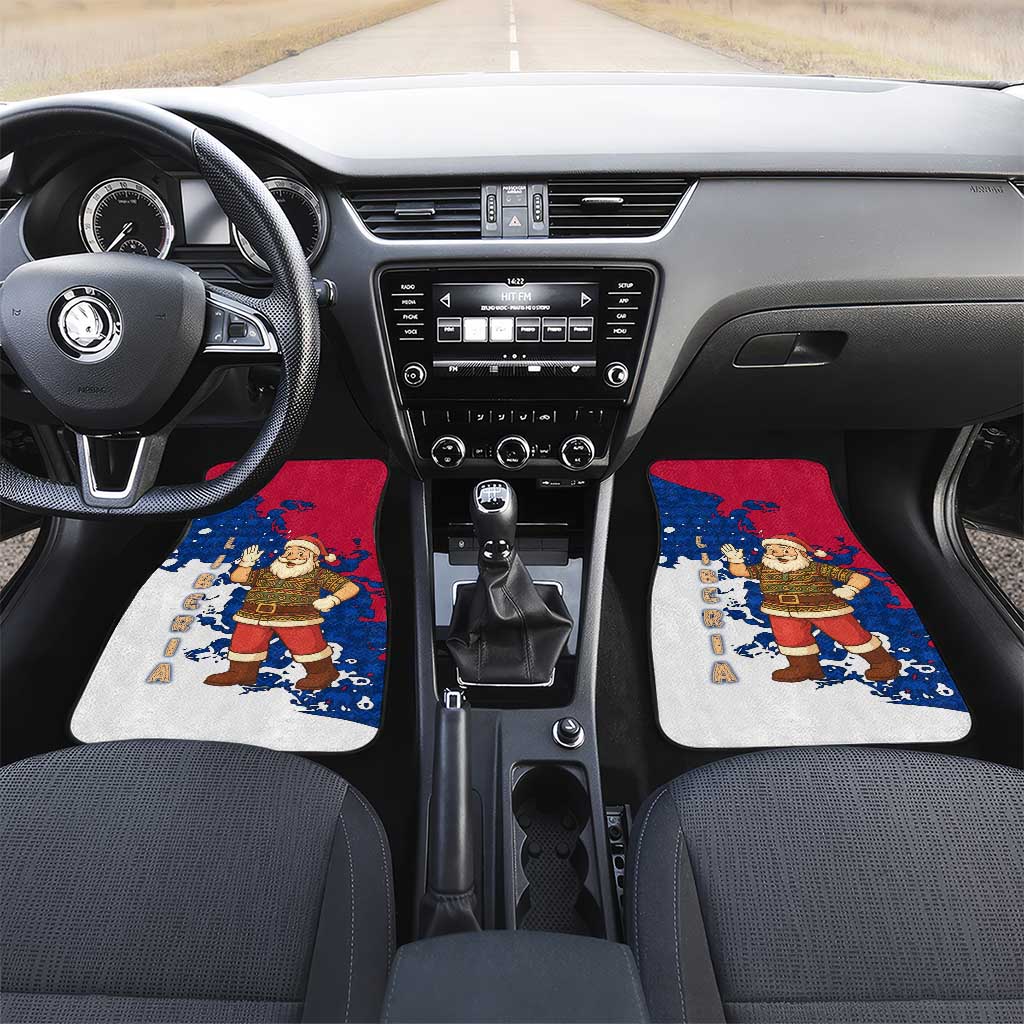 Liberia Christmas Car Mats with Santa Claus Map Graphic and Red Blue Festive - Wonder Print Shop