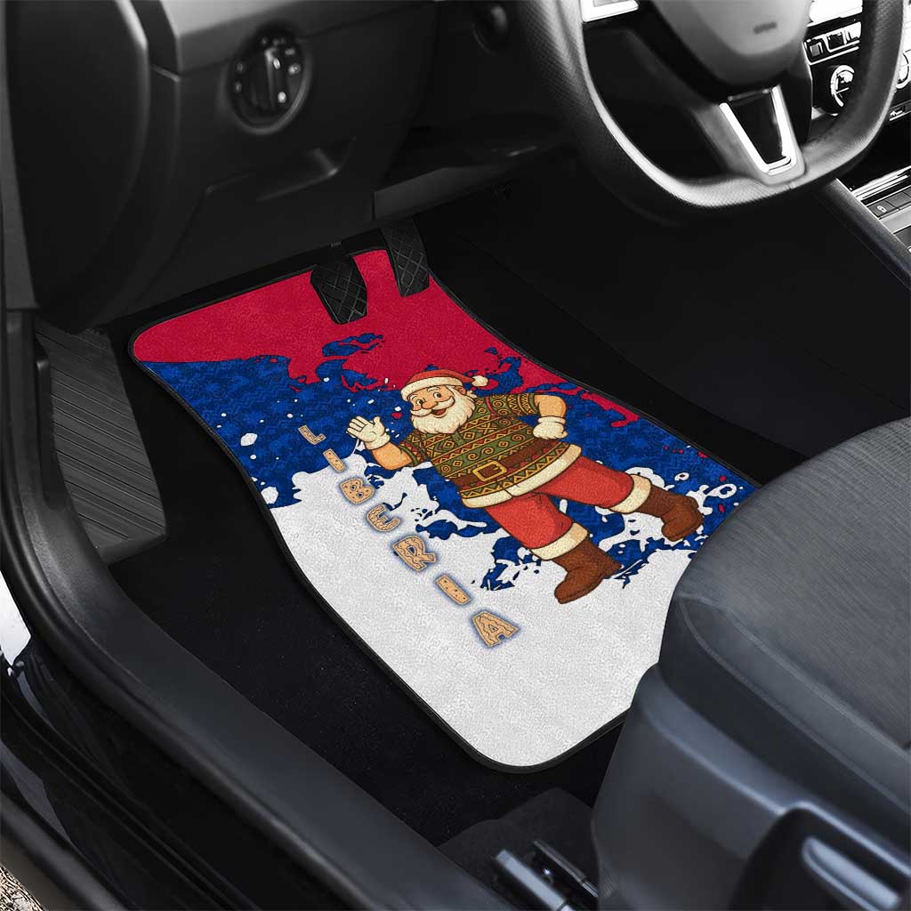 Liberia Christmas Car Mats with Santa Claus Map Graphic and Red Blue Festive - Wonder Print Shop