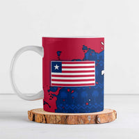 Liberia Christmas Ceramic Mug with Santa Claus Map Graphic and Red Blue Festive - Wonder Print Shop