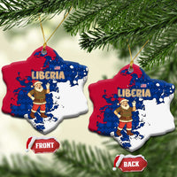 Liberia Christmas Ceramic Ornament with Santa Claus Map Graphic and Red Blue Festive - Wonder Print Shop