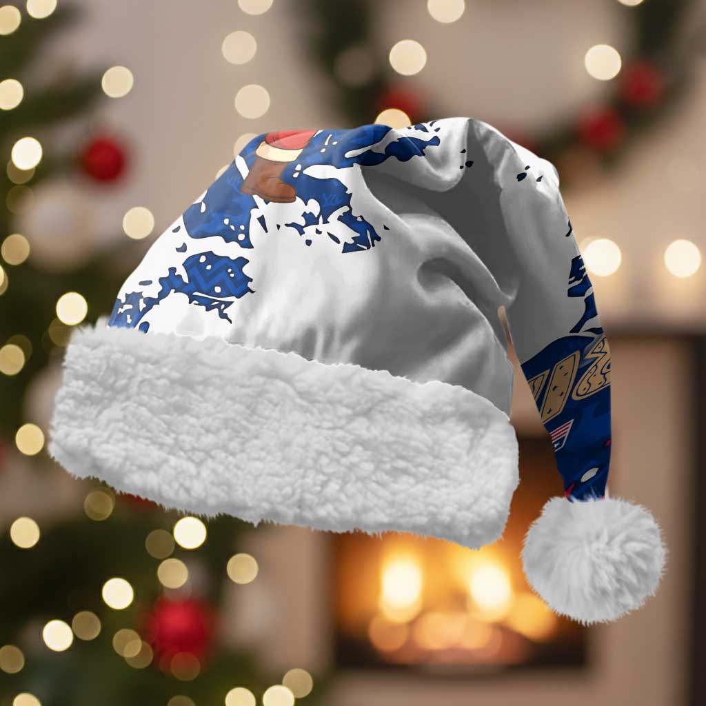 Liberia Christmas Santa Hat with Santa Claus Map Graphic and Red Blue Festive - Wonder Print Shop