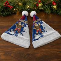 Liberia Christmas Santa Hat with Santa Claus Map Graphic and Red Blue Festive - Wonder Print Shop