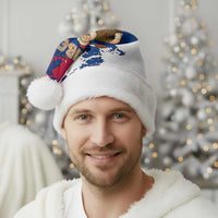 Liberia Christmas Santa Hat with Santa Claus Map Graphic and Red Blue Festive - Wonder Print Shop