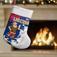 Liberia Christmas Stocking with Santa Claus Map Graphic and Red Blue Festive - Wonder Print Shop