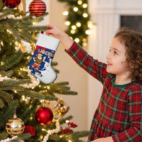 Liberia Christmas Stocking with Santa Claus Map Graphic and Red Blue Festive - Wonder Print Shop