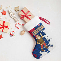 Liberia Christmas Stocking with Santa Claus Map Graphic and Red Blue Festive - Wonder Print Shop