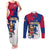 Liberia Christmas Couples Matching Tank Maxi Dress and Long Sleeve Button Shirt with Santa Claus Map Graphic and Red Blue Festive - Wonder Print Shop
