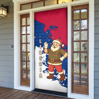 Liberia Christmas Door Cover with Santa Claus Map Graphic and Red Blue Festive - Wonder Print Shop
