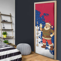 Liberia Christmas Door Cover with Santa Claus Map Graphic and Red Blue Festive - Wonder Print Shop