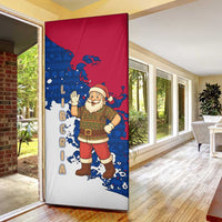 Liberia Christmas Door Cover with Santa Claus Map Graphic and Red Blue Festive - Wonder Print Shop