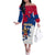 Liberia Christmas Family Matching Off The Shoulder Long Sleeve Dress and Hawaiian Shirt with Santa Claus Map Graphic and Red Blue Festive - Wonder Print Shop
