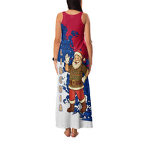 Liberia Christmas Family Matching Tank Maxi Dress and Hawaiian Shirt with Santa Claus Map Graphic and Red Blue Festive - Wonder Print Shop