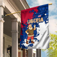 Liberia Christmas Garden Flag with Santa Claus Map Graphic and Red Blue Festive - Wonder Print Shop