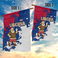 Liberia Christmas Garden Flag with Santa Claus Map Graphic and Red Blue Festive - Wonder Print Shop