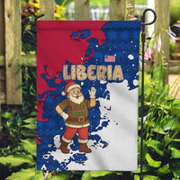 Liberia Christmas Garden Flag with Santa Claus Map Graphic and Red Blue Festive - Wonder Print Shop