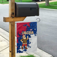 Liberia Christmas Garden Flag with Santa Claus Map Graphic and Red Blue Festive - Wonder Print Shop