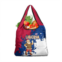 Liberia Christmas Grocery Bag with Santa Claus Map Graphic and Red Blue Festive - Wonder Print Shop