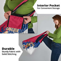 Liberia Christmas Grocery Bag with Santa Claus Map Graphic and Red Blue Festive - Wonder Print Shop