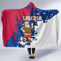 Liberia Christmas Hooded Blanket with Santa Claus Map Graphic and Red Blue Festive - Wonder Print Shop