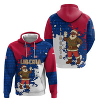 Liberia Christmas Hoodie with Santa Claus Map Graphic and Red Blue Festive - Wonder Print Shop