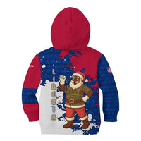 Liberia Christmas Kid Hoodie with Santa Claus Map Graphic and Red Blue Festive - Wonder Print Shop