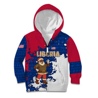 Liberia Christmas Kid Hoodie with Santa Claus Map Graphic and Red Blue Festive - Wonder Print Shop