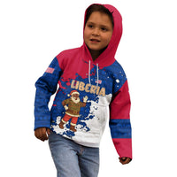 Liberia Christmas Kid Hoodie with Santa Claus Map Graphic and Red Blue Festive - Wonder Print Shop