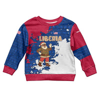 Liberia Christmas Kid Ugly Christmas Sweater with Santa Claus Map Graphic and Red Blue Festive - Wonder Print Shop