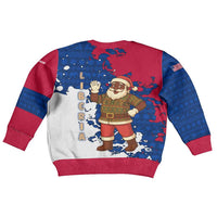Liberia Christmas Kid Ugly Christmas Sweater with Santa Claus Map Graphic and Red Blue Festive - Wonder Print Shop