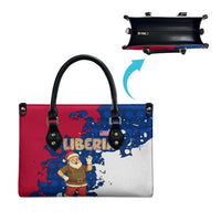 Liberia Christmas Leather Bag with Santa Claus Map Graphic and Red Blue Festive - Wonder Print Shop