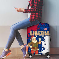 Liberia Christmas Luggage Cover with Santa Claus Map Graphic and Red Blue Festive - Wonder Print Shop