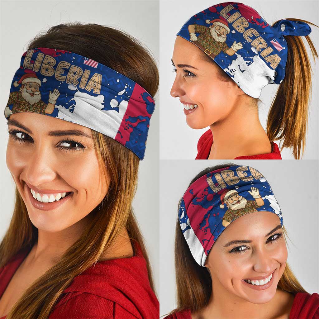 Liberia Christmas Neck Gaiter with Santa Claus Map Graphic and Red Blue Festive - Wonder Print Shop