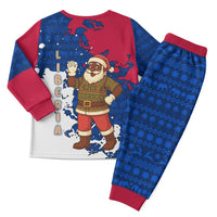 Liberia Christmas Pajama Set with Santa Claus Map Graphic and Red Blue Festive - Wonder Print Shop