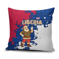 Liberia Christmas Pillow Cover with Santa Claus Map Graphic and Red Blue Festive - Wonder Print Shop