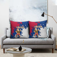 Liberia Christmas Pillow Cover with Santa Claus Map Graphic and Red Blue Festive - Wonder Print Shop
