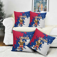 Liberia Christmas Pillow Cover with Santa Claus Map Graphic and Red Blue Festive - Wonder Print Shop