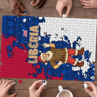Liberia Christmas Puzzle with Santa Claus Map Graphic and Red Blue Festive - Wonder Print Shop