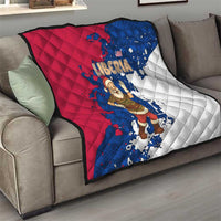 Liberia Christmas Quilt with Santa Claus Map Graphic and Red Blue Festive - Wonder Print Shop